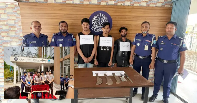 হত্যা মামলায় ব্যবহৃত অস্ত্রসহ আটক আসামিরা